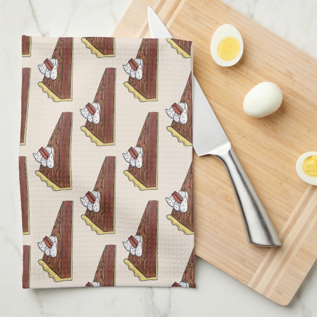 Pecan Paj Tart Southern Food Slice Dessert Foodie Kökshandduk (Vikt i Fjärdedel)