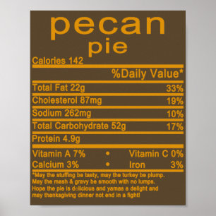 Pecan paj thanksgiving Näringsfaktor T-Shirt Poster