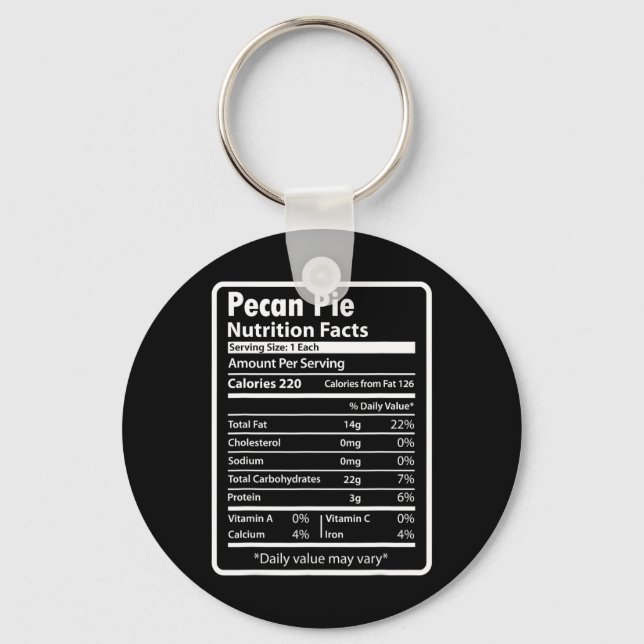 Pecan Pie Funny Nutrition Facts For Thanksgiving C Nyckelring (Framsida)