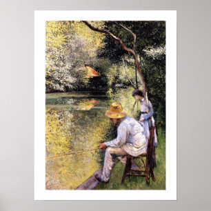 "Pêche à la ligne" av Gustave Caillebotte Poster