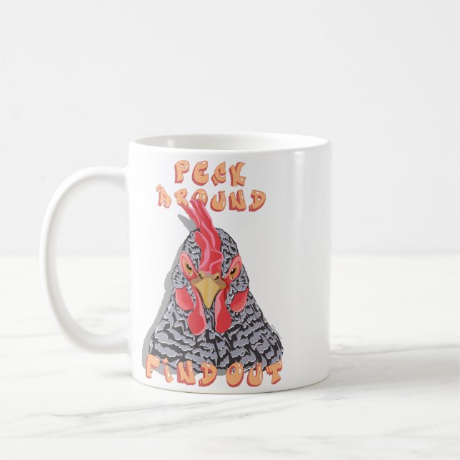 Peck Around Find Out - Kycklingsordning Kaffemugg (Vänster)
