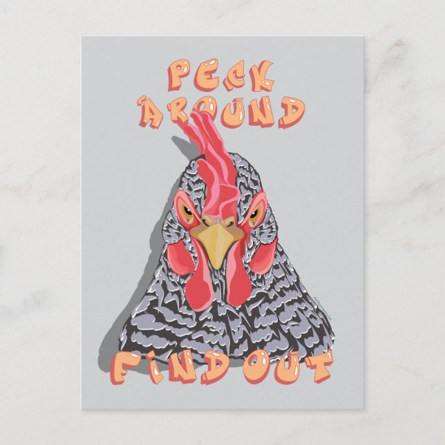 Peck Around Find Out - Kycklingsordning Vykort (Framsida)