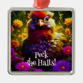 Peck Halls Chicken Pun | Julafton Julgransprydnad Metall