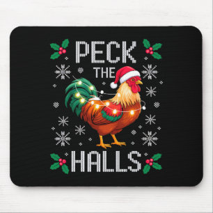 Peck The Halls Kyckling Julbelysning Snöflingor Musmatta