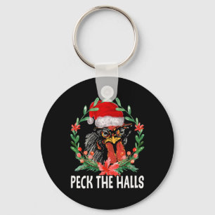 Peck The Halls Kyckling Snöflingor Jul Santa Nyckelring