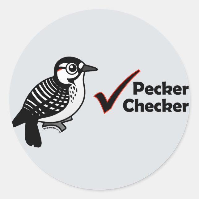 Pecker Checker Runt Klistermärke (Framsida)