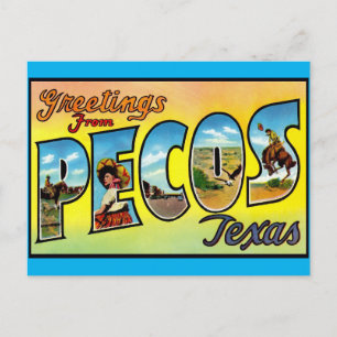 Pecos, Texas Hälsningar Vintage Resa Postkort Vykort
