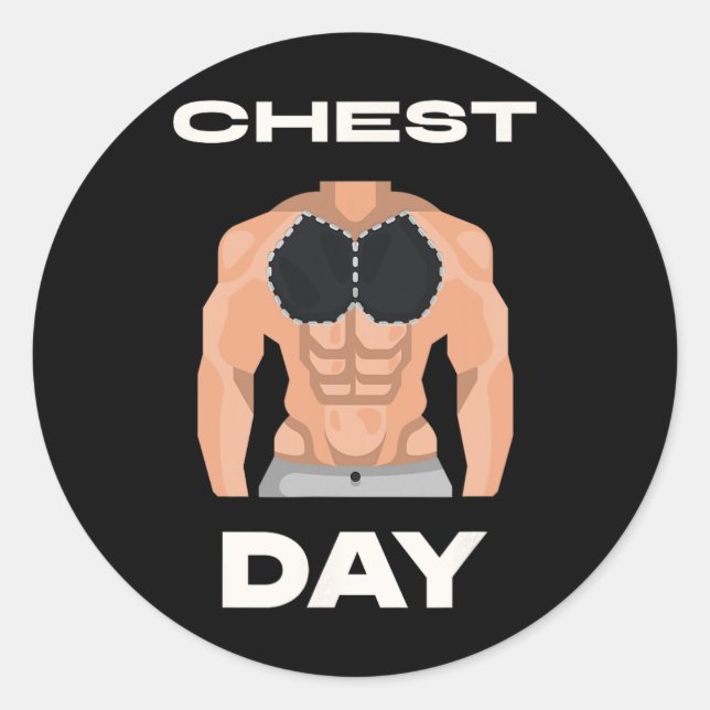 Pecs Bodybuilding Runt Klistermärke (Framsida)