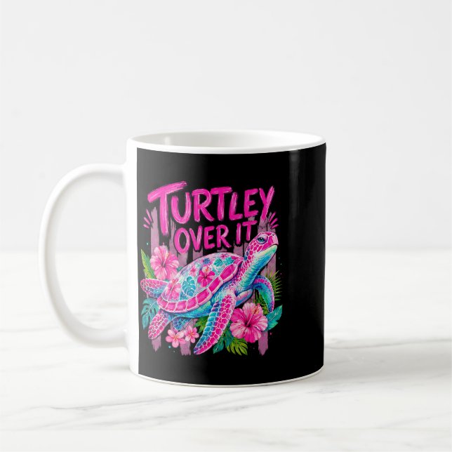 Ped Turtley Över Söt Sköldpadda Blomma Roliga Män Kaffemugg (Vänster)