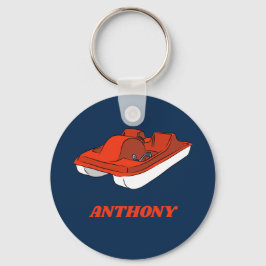 Pedal Boat Red, White Blue Personlig Nyckelring