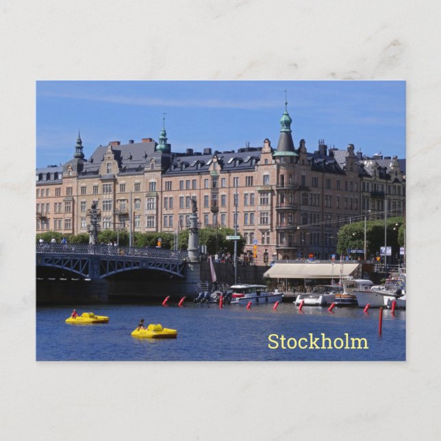 Pedal Boats på en sommardag i Stockholm, Sverige Vykort (Framsida)