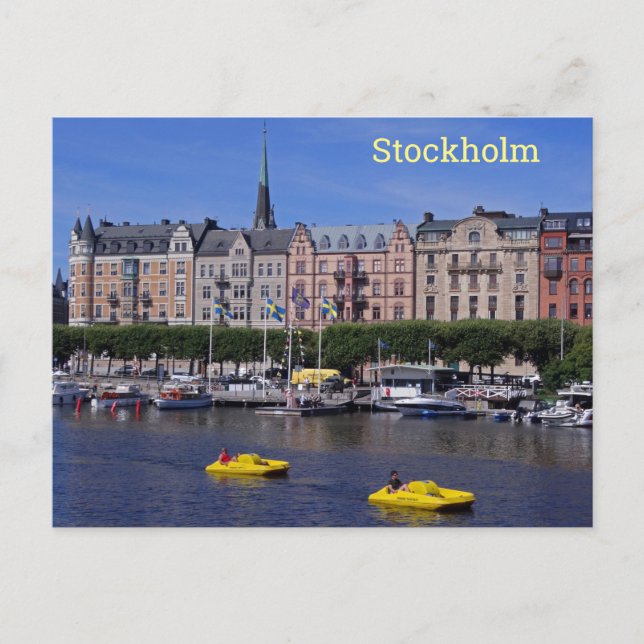 Pedal Boats på en sommardag i Stockholm, Sverige Vykort (Framsida)