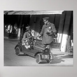 Pedal Car Traffic Stop, 1922. Vintage Photo Poster