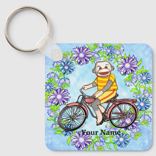 Pedal Cykel Strumpa Apa Nyckelring (Framsida)