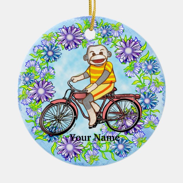 Pedal Cykel Strumpapa Julgransprydnad Keramik (Framsidan)