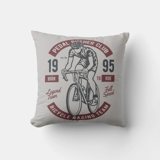 Pedal Pusher Cycling Klubb | Fullt för Tävla Kudde (Framsida)