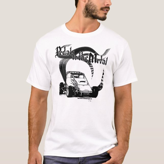 Pedalen till metallen sprintar t-shirt (Framsida)