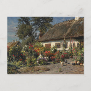 Peder Monsted - A Cottage Garden with Chickens Vykort