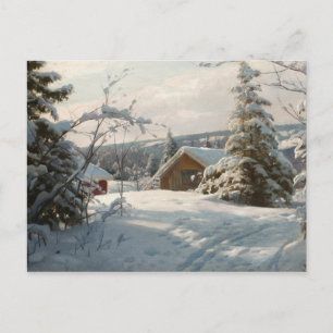 Peder Monsted - Solbelyst vinterlandskap Vykort