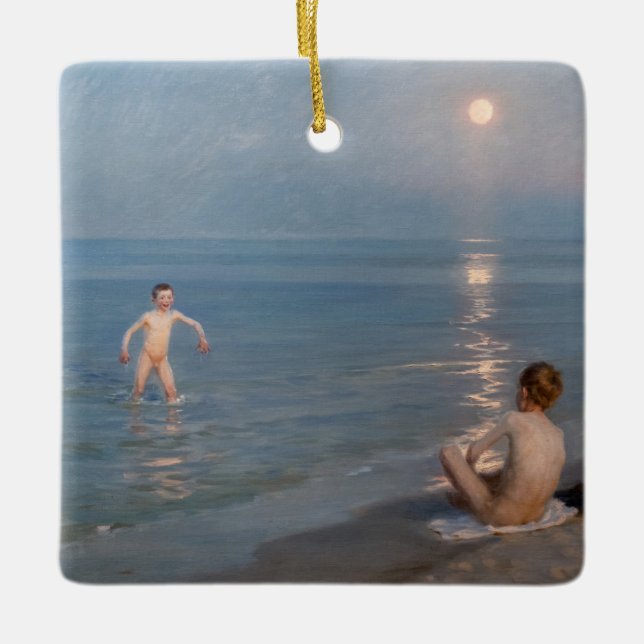 Peder Severin Kroyer - Boys Bathing på Skagen Julgransprydnad Keramik (Framsida)