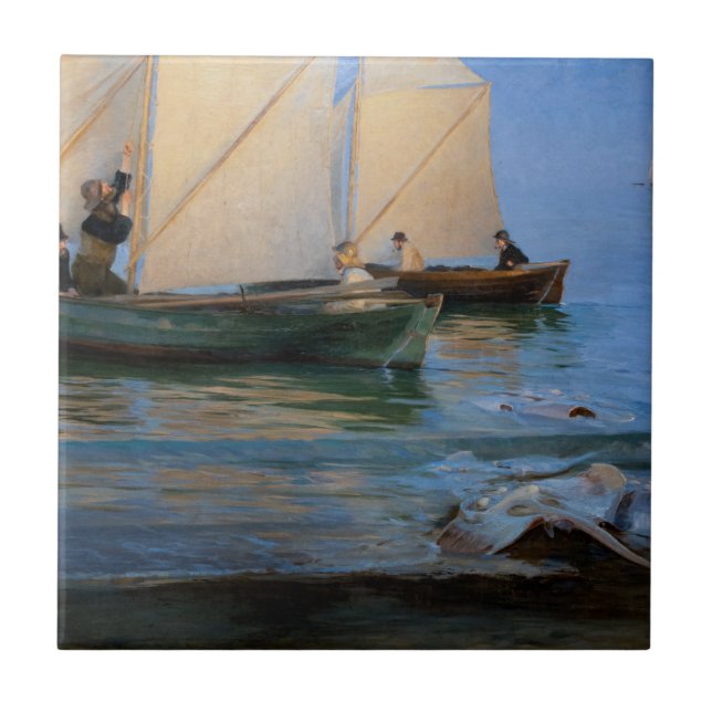 Peder Severin Kroyer - Fiskebåtar Kakelplatta (Framsidan)