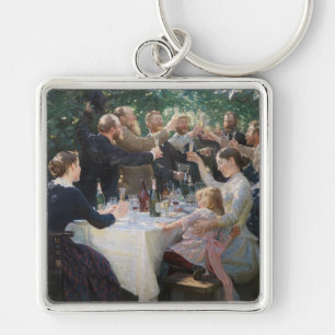 Peder Severin Kroyer - Hip, Hip, Hurra! Fyrkantig Silverfärgad Nyckelring