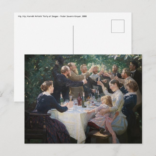 Peder Severin Kroyer - Hip, Hip, Hurra! Vykort (Fram/baksida)