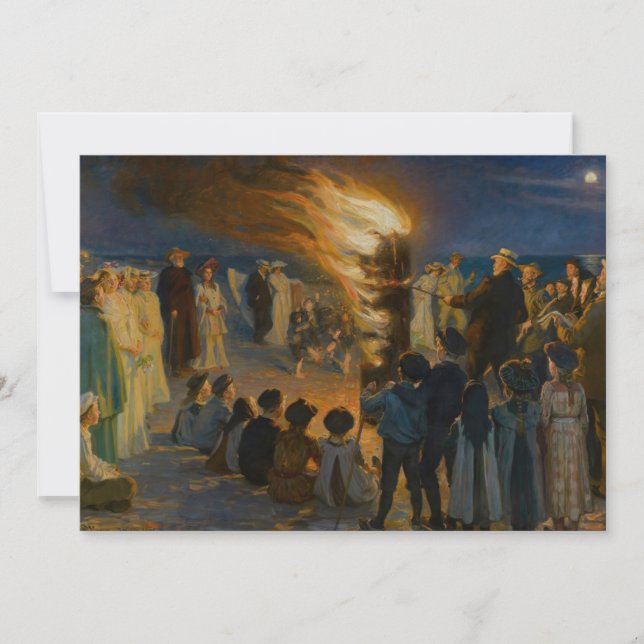 Peder Severin Krøyer - Midsommarbål på Skagen Tack Kort (Framsida)