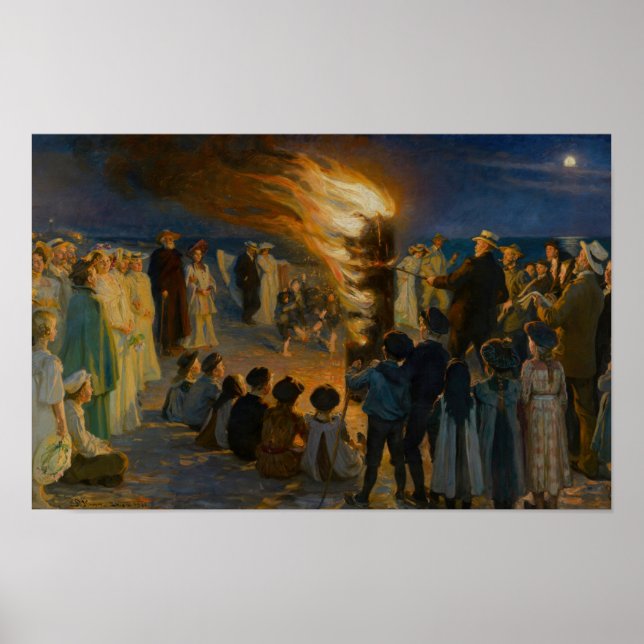 Peder Severin Kroyer - Midsommarbål Poster (Framsidan)