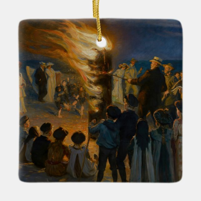 Peder Severin Kroyer - Midsommars Kväll Bonfire Julgransprydnad Keramik (Framsida)