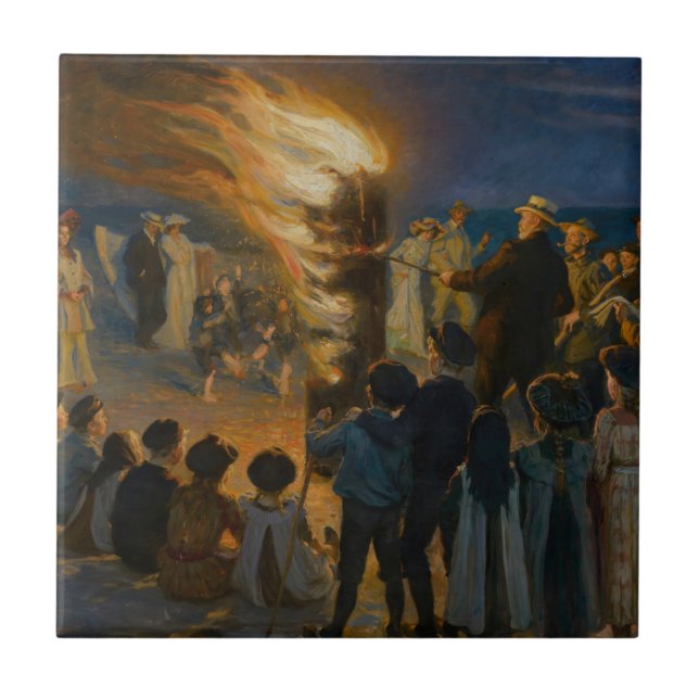 Peder Severin Kroyer - Midsommars Kväll Bonfire Kakelplatta (Framsidan)