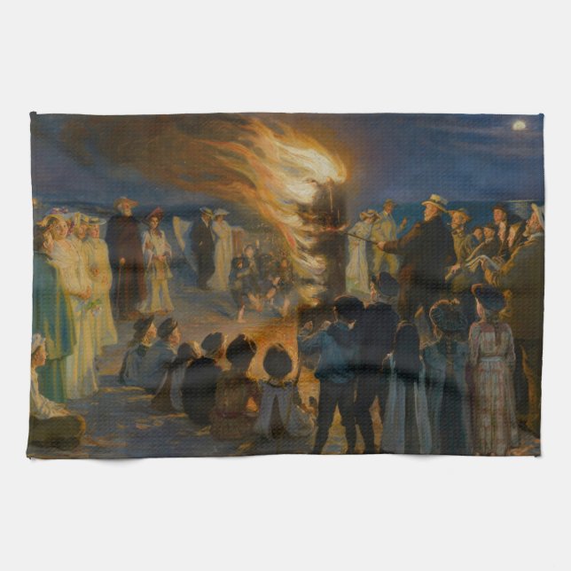 Peder Severin Kroyer - Midsommars Kväll Bonfire Kökshandduk (Horisontell)