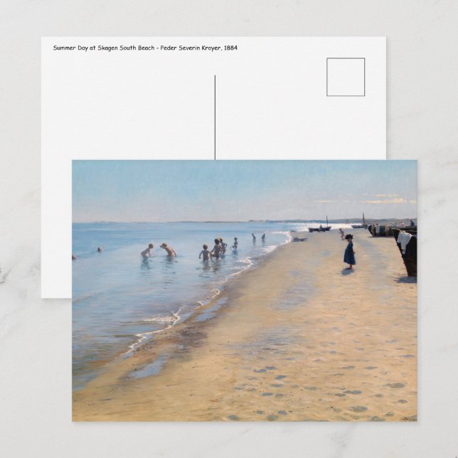 Peder Severin Kroyer - Sommardag på Skagens strand Vykort (Fram/baksida)