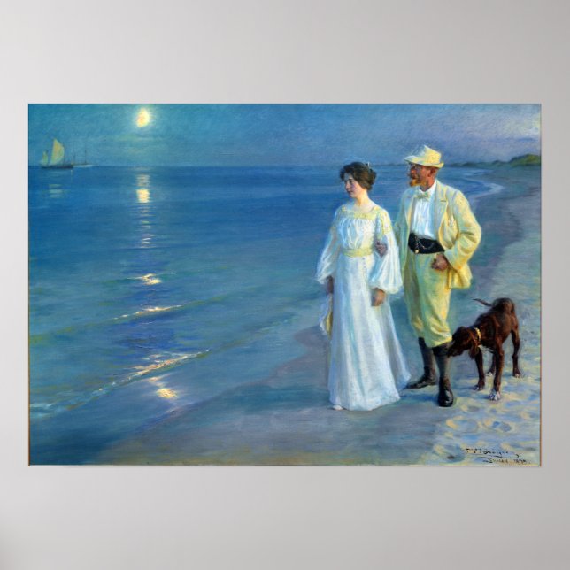 Peder Severin Krøyer Summer Evening Skagen Beach Poster (Framsidan)