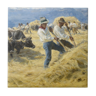 Peder Severin Kroyer - Threshing i Abruzzerna Kakelplatta