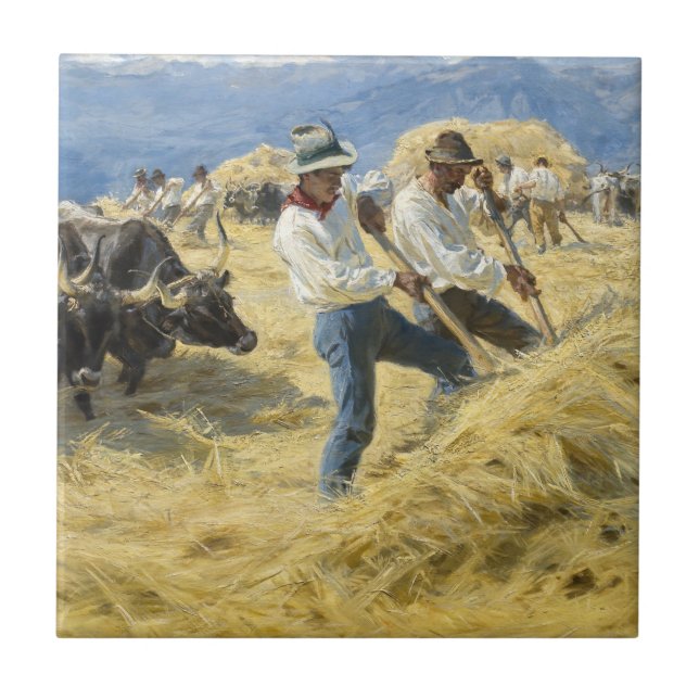 Peder Severin Kroyer - Threshing i Abruzzerna Kakelplatta (Framsidan)