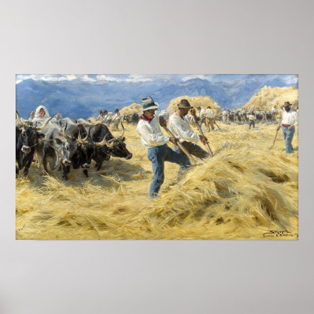 Peder Severin Kroyer - Threshing i Abruzzerna Poster (Framsidan)
