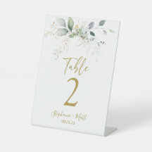 pedestal för Bordsnumret Greenery bröllop