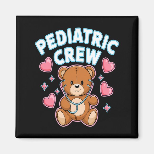 Pediatric Crew Nurse Bear Heart Stethoscope Peds  Magnet (Framsidan)