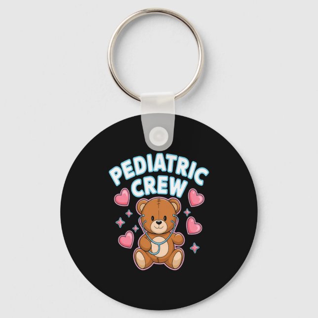 Pediatric Crew Nurse Bear Heart Stethoscope Peds  Nyckelring (Framsida)