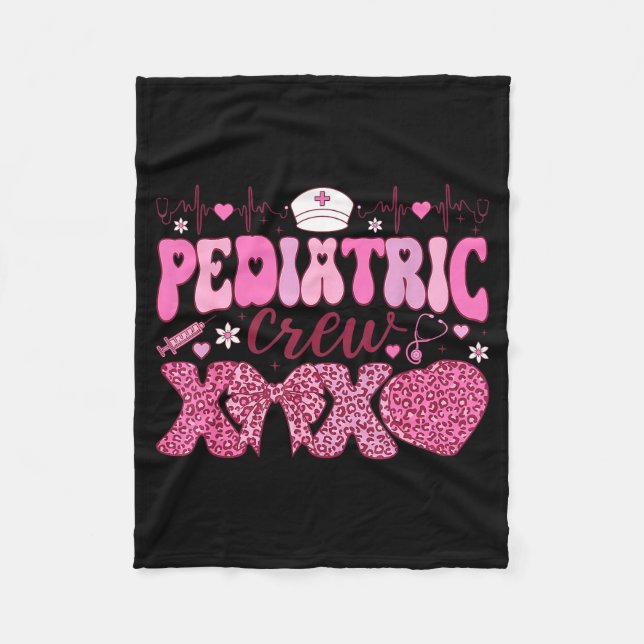 Pediatric Crew Xoxo Nurse Valentines Day Coquette  Fleecefilt (Framsidan)