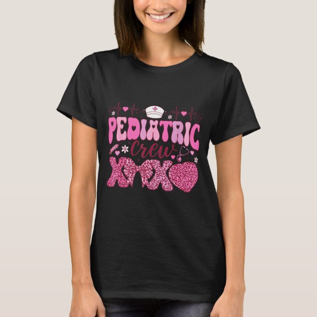Pediatric Crew Xoxo Nurse Valentines Day Coquette  T Shirt (Framsida)