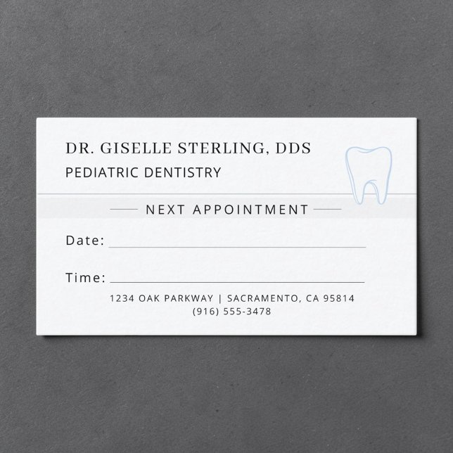 Pediatric Dentistry Dentist Tooth Appointment Card Tidsbeställning Kort (Skapare uppladdad)