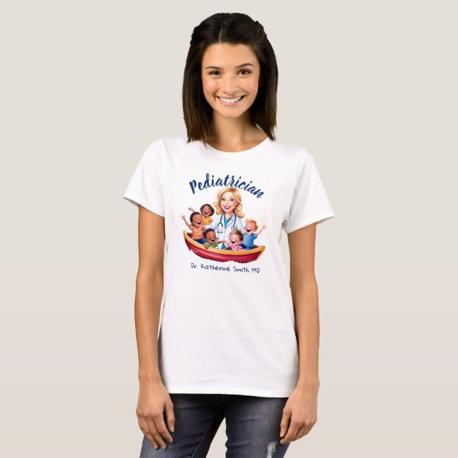 pediatric doctor antistress boat with children t shirt (Hel framsida)
