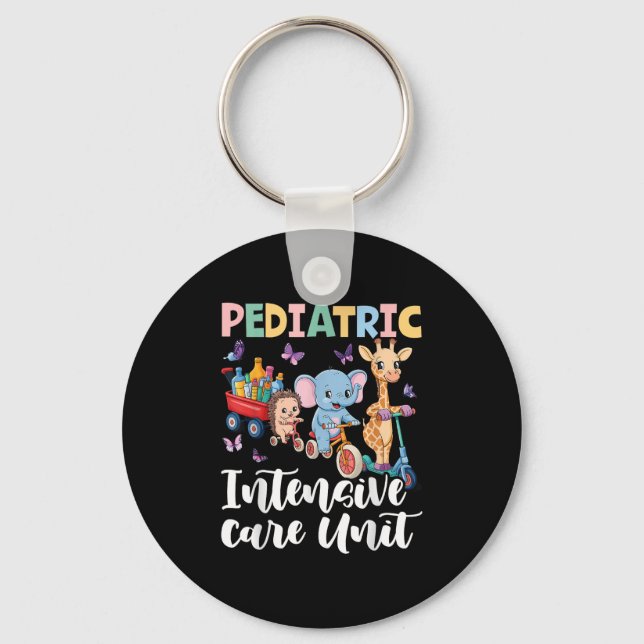 Pediatric Intensive Care Unit Cute Animals Groovy  Nyckelring (Framsida)