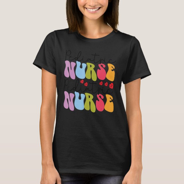 Pediatric Nurse Leopard Print Nursing School Women T Shirt (Framsida)