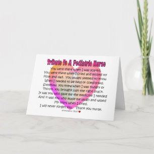 Pediatric Nurse Tribute Kort