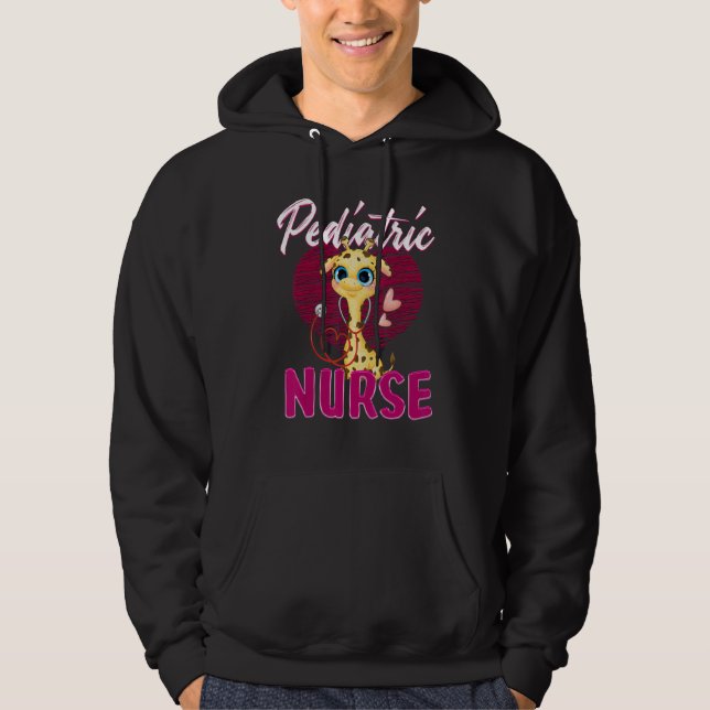 Pediatric Nurse TShirt RN Shirt Pediatrics Giraffe Hoodie (Framsida)