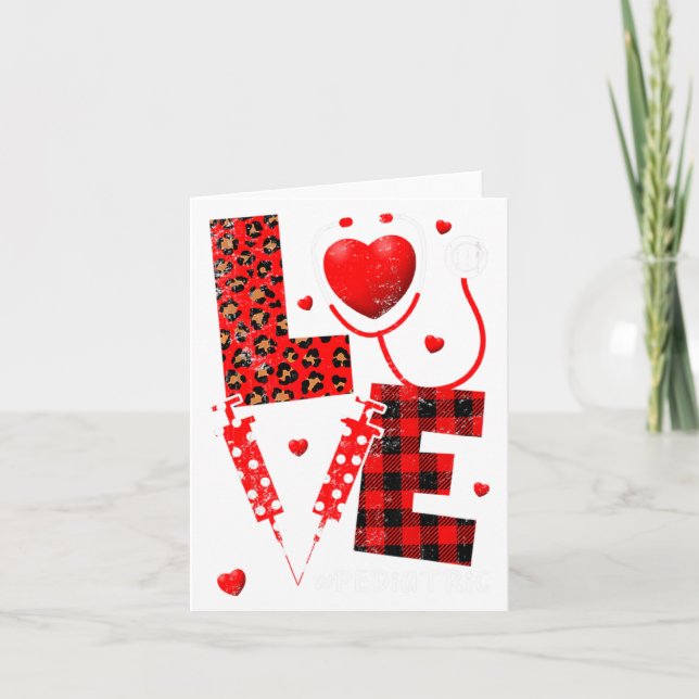 Pediatric Peds Nurse Valentines Day Love Heart Ste Kort (Framsida)