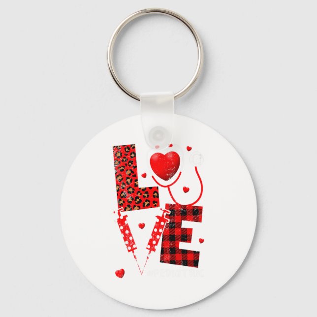 Pediatric Peds Nurse Valentines Day Love Heart Ste Nyckelring (Framsida)